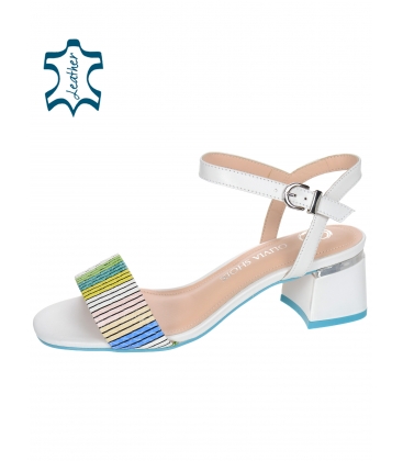 Bílo-modro-hnědé pohodlné sandály 1752-584-724