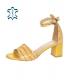 Žluté dámské sandály na hrubém podpatku s kroko vzorem DSA036