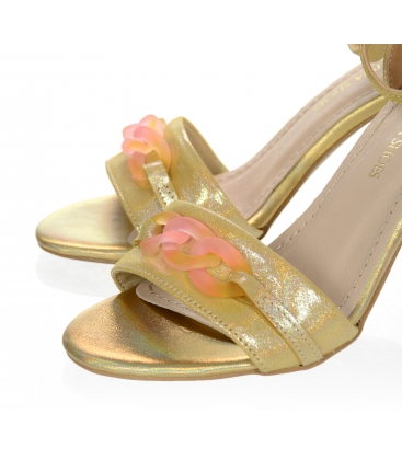 Fuxiové kožené sandály na vysokém barevném podpatku DSA2050