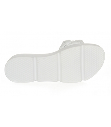 Bílo-stříbrné proplétané kožené pantofle DSL 2263