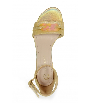 Fuxiové kožené sandály na vysokém barevném podpatku DSA2050