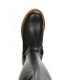 Černé kožené kozačky s vysokou holenní částí nad kolena na bílo hnědé podrážce DCI2293