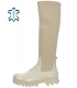 Béžové holínky s elastickým materiálem pod kolena DCI2279