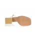 Bežové perleťové jednoduché kožené sandály na širokém podpatku DSA2302