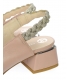 Pudrové kožené sandály na nižším podpatku s proplétaným kamínkovým zdobením 2372