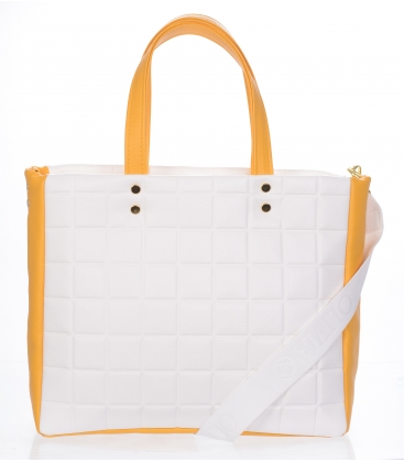 Velká bílo-oranžová kabelka se vzorem a zlatými aplikacemi ANDREA
