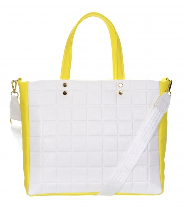 Velká bílo-žlutá kabelka se vzorem a zlatými aplikacemi ANDREA