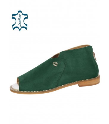 Zelené pohodlné sandály z měkké broušené kůže 3021