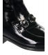 Černé lesklé elegantní kotníkové kozačky s černou ozdobou 101-10146