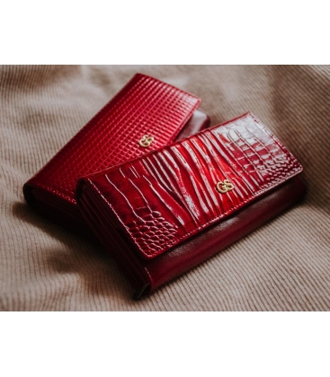 Dámská vzorovaná červená lakovaná peněženka GROSSO PN28