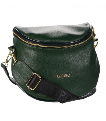 Zelená crossbody kabelka s nápisem GROSSO PĚNY