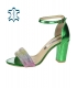 Zelené lesklé sandály se štrasovým předním elementem DSA2373