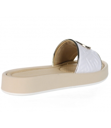 Bílo-zlaté stylové pantofle s kulatou ozdobou 7601