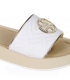 Bílo-zlaté stylové pantofle s kulatou ozdobou 7601