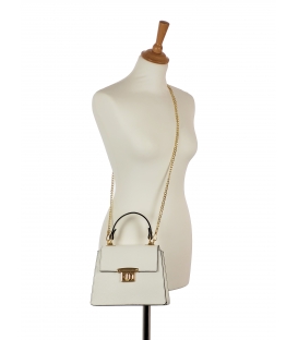 Elegantní bílá kožená kabelka s řetízkem Eli