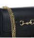 Kožená černá crossbody kabelka s řetízkem a zlatou ozdobou Edita
