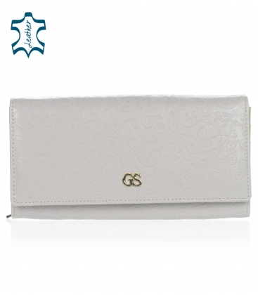  Bílo-šedá kožená peněženka s květinovým potiskem PN20 white