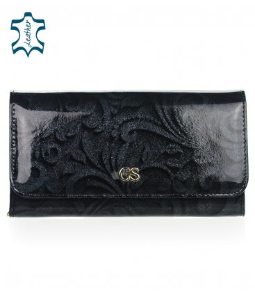 Dámská černá kožená lakovaná peněženka GROSSO