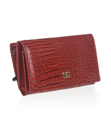 Menší červená kožená peněženka se vzorem PN29