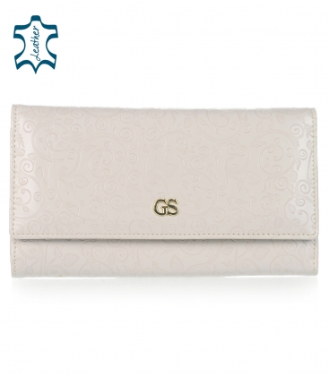  Bílo-šedá kožená peněženka s květinovým potiskem PN20 white