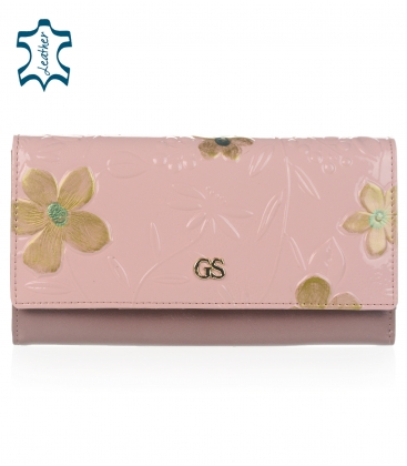 Růžová peněženka s květinami PN26