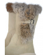 Béžové zateplené kožíškové kotníkové boty z broušené kůže - 5-1434-018