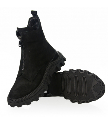 Černé kotníkové boty se zipem vpředu 006-0104