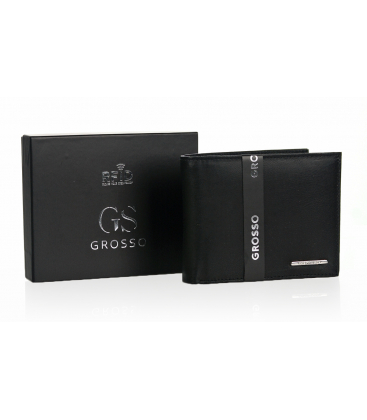 Pánská kožená černá jednoduchá peněženka GROSSO TM-34R-033