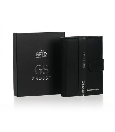 Pánská kožená černá jednoduchá peněženka GROSSO TM-34R-123