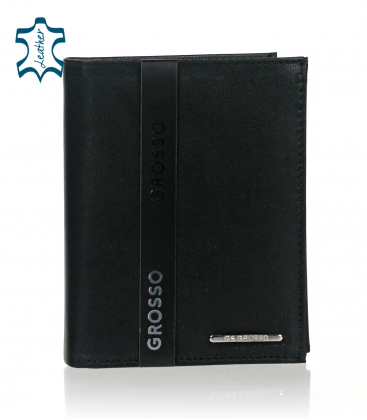 Pánská kožená černá jednoduchá peněženka GROSSO TM-34R-123 A