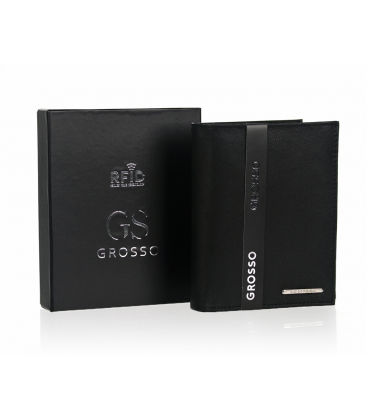 Pánská kožená černá jednoduchá peněženka GROSSO TM-34R-123 A