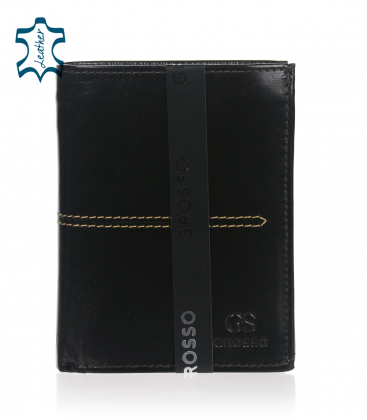 Pánská kožená tmavohnědá peněženka s prošíváním GROSSO TMS-51R-250choco brown